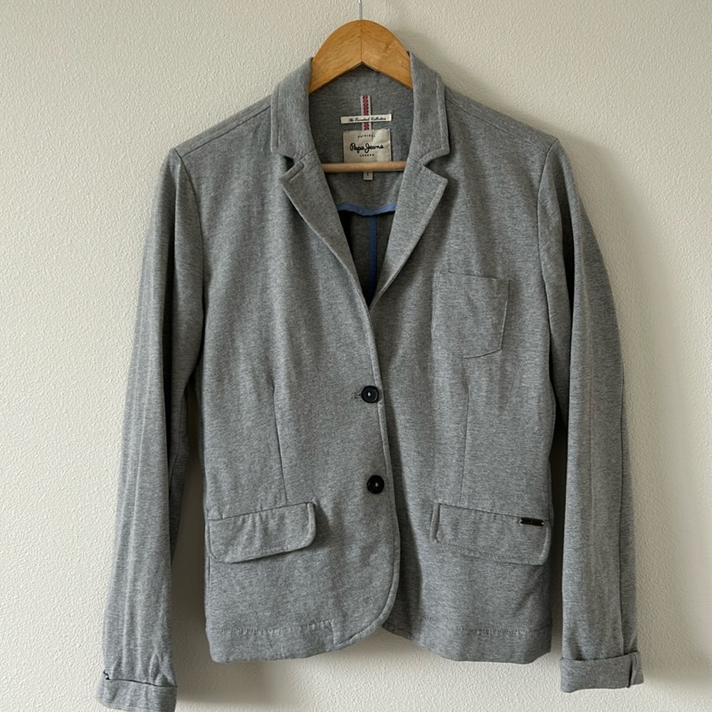 Pepe Jeans blazer, soft sweatshirt fabric, Large but fits medium, light grey